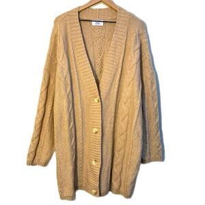 OLD NAVY Pointelle Cable Knit Cardigan Women’s XXL Tall Tan Longline.